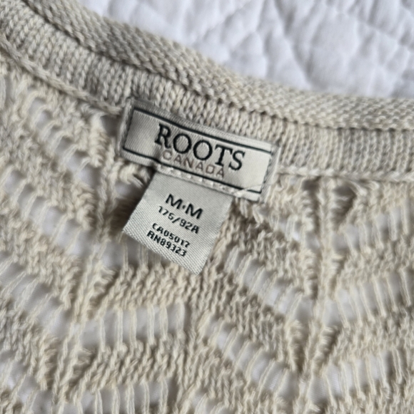 Roots Beige Maxi Dress Crochet Summer Beach Cover Up Size Medium - Picture 5 of 12